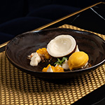 Coconut Mousse with Mango Passion Sorbet